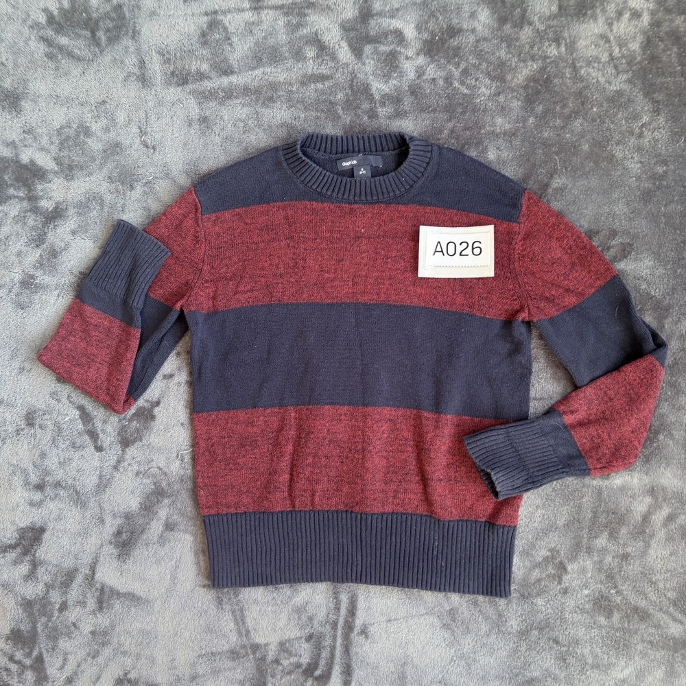 Gap Kids Striped Crew Neck Sweater Boys Navy Red Size S 6 7 Knit Pullover Casual